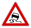 Slippery road sign