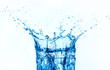 blue water splashing isolated on white background.