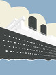Vector illustration of an Ocean Liner Cruise Ship Boat at Sea