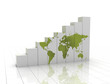 Rising graph with world map