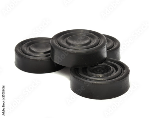 Photo: Black Draughts (Checkers) Isolated on White Background Black Draughts (Checkers) Isolated on White Background