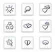 Love icons, white square glossy buttons