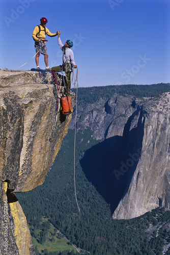 Photo: Rock climbing team on the summit. Rock climbing team on the summit.