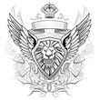 Winged Lion on Shield Insignia