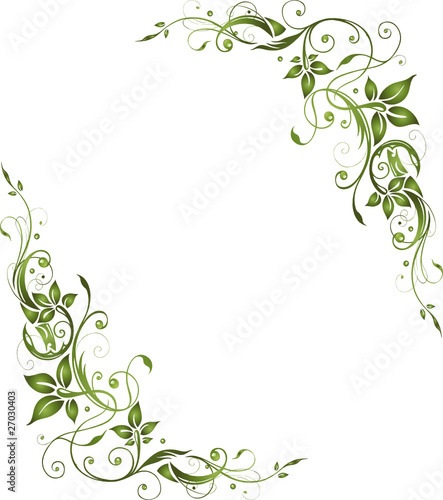 Vektor: Blumen, Blüten, Blätter, Laub, Ranke, flora, filigran, grün Blumen, Blüten, Blätter, Laub, Ranke, flora, filigran, grün