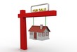 Home For Sale Sign in Front of Beautiful New 3D Home Home For Sale Sign in Front of Beautiful New 3D Home