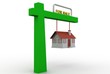 Home For Sale Sign in Front of Beautiful New 3D Home Home For Sale Sign in Front of Beautiful New 3D Home