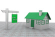 Home For Sale Sign in Front of Beautiful New 3D Home Home For Sale Sign in Front of Beautiful New 3D Home