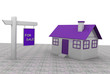 Home For Sale Sign in Front of Beautiful New 3D Home Home For Sale Sign in Front of Beautiful New 3D Home