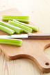 green celery sticks on kitchen table
