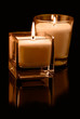 Decoration with burning candles on black