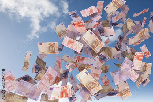 Illustration: euro's flying in the sky euro's flying in the sky