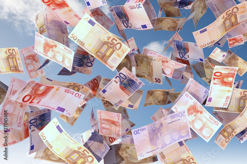 Illustration: euro's flying in the sky euro's flying in the sky