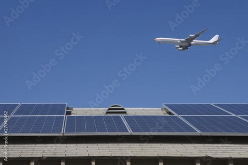 Photo: Aeroplane and rooftop with solar array, Inglewood, Los Angeles, California Aeroplane and rooftop with solar array, Inglewood, Los Angeles, California