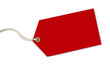 Red tag on white background