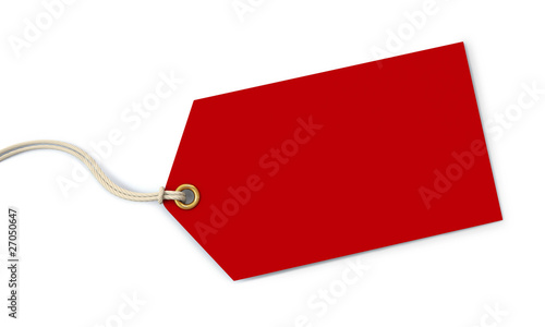Illustration: Red tag on white background Red tag on white background