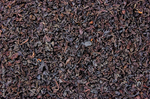 Photo: Detailed Black Tea Leaf Texture, Horizontal Background Detailed Black Tea Leaf Texture, Horizontal Background