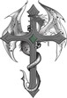Kreuz-Drachen-Tattoo-Vorlage