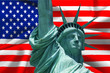 Usa flag with statue of the freedom