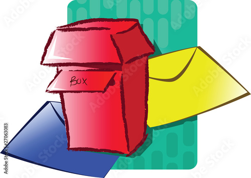 Illustration: Post box and envelope Post box and envelope