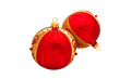 Two red dull christmas ball on white background
