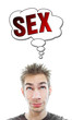 Young man thinks about sex