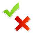 green tick mark and red cross