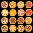 different kind of pizza on the black background