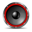 Audio speaker on white background.