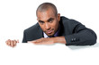 homme d'affaire panneau blanc