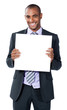 homme d'affaire panneau blanc