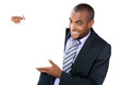 homme d'affaire panneau blanc