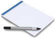 Notepad with white sheet of blank paper for your writing