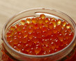 Pot of red fish roe in glass bowl