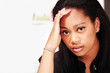 Images : Young office woman with headache or stress