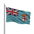 Flag of Fiji waving in the wind over white background