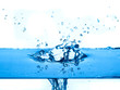 blue water splashing  white background
