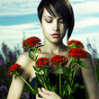 Girl in flower meadow Girl in flower meadow