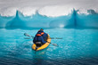 Two men in a canoe