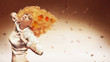 Orange haired beauty on studio background