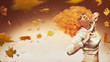 Young beauty on autumn studio background