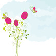 Abstract red rose butterfly greeting card