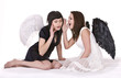 Angel girl on white. Isolated.