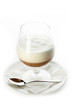Cappuccino with chestnut aroma in glass bowl