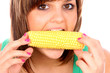 Young Woman Eating Corn on The Cob. Model Released