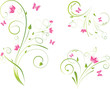 Floral designs with pink flowers and butterflies Floral designs with pink flowers and butterflies