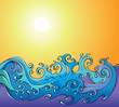 Swirling sea waves, cartoon vector illustration