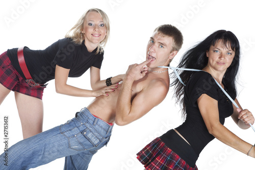 Photo: Two girls and a young man Two girls and a young man