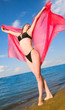 Girl in a black bathing suit