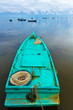 Turqoise fisher boat in Ham Ninh, Phu Quoc, Vietnam